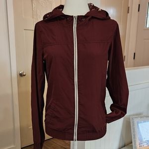 Worn Once! EMPYRE - Womens Burgundy Hooded Windbreaker - Size Med